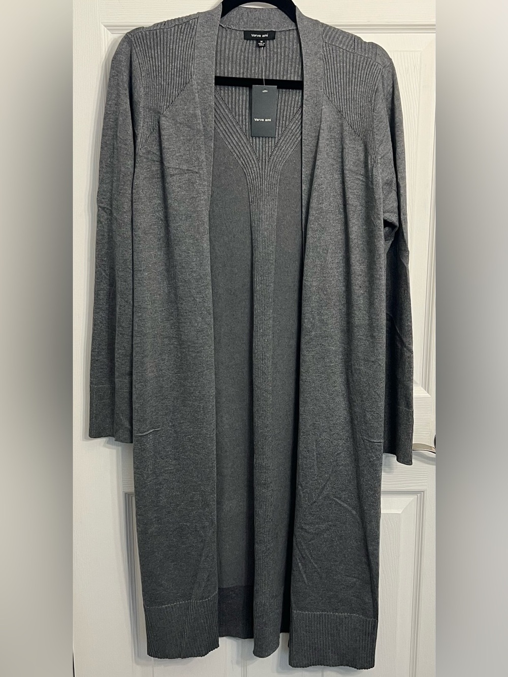 Verve Ami - Dark Gray Open-Front Long Cardigan